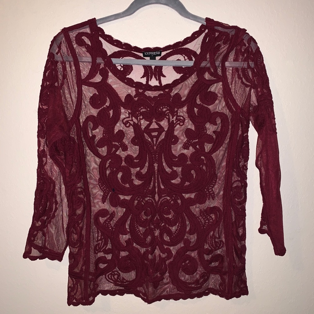 EXPRESS LACE 3/4 SLEEVE BLOUSE